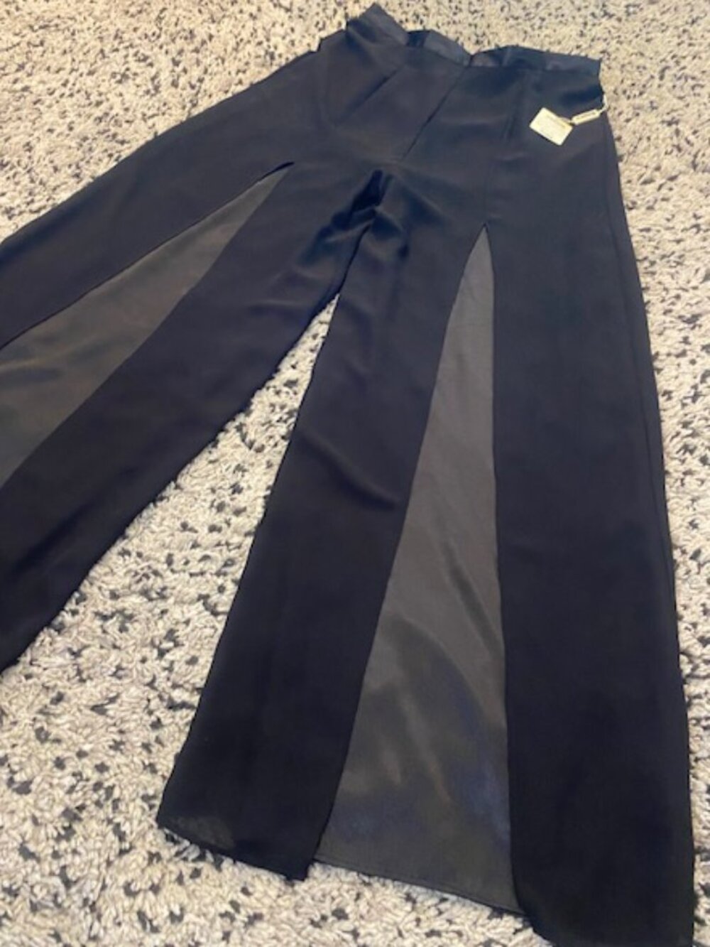 Vintage NWT Dress/ Evening Pants sheer Chiffon w/ lining Black size 14 Wide Leg